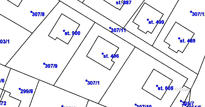 Parcela st. 496 v KÚ Podhůří-Harta, Katastrální mapa