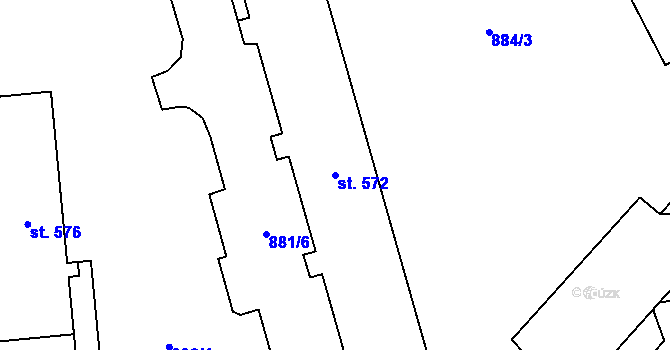 Parcela st. 572 v KÚ Podhůří-Harta, Katastrální mapa