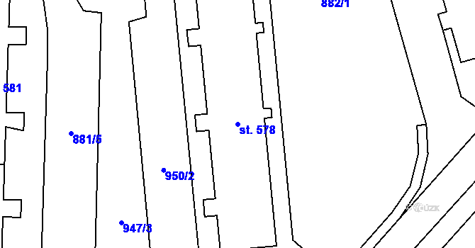 Parcela st. 578 v KÚ Podhůří-Harta, Katastrální mapa