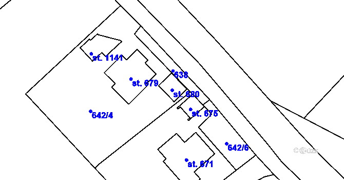 Parcela st. 680 v KÚ Podhůří-Harta, Katastrální mapa