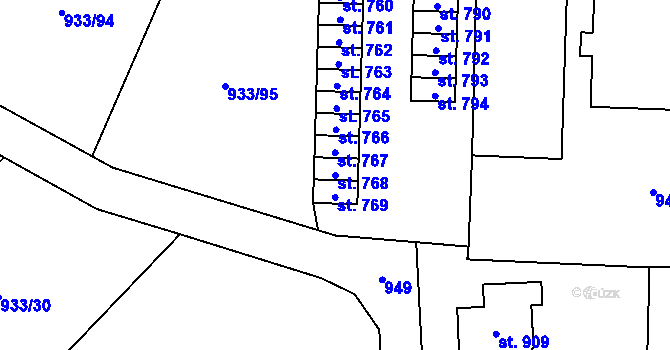 Parcela st. 768 v KÚ Podhůří-Harta, Katastrální mapa