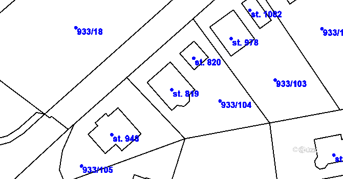 Parcela st. 819 v KÚ Podhůří-Harta, Katastrální mapa