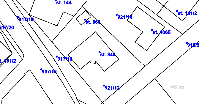 Parcela st. 849 v KÚ Podhůří-Harta, Katastrální mapa
