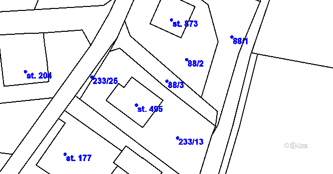 Parcela st. 87 v KÚ Podhůří-Harta, Katastrální mapa