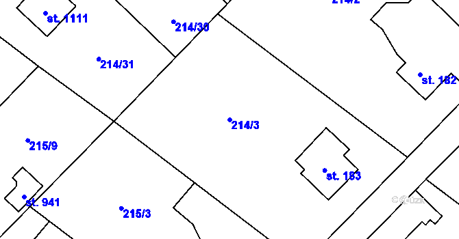 Parcela st. 214/3 v KÚ Podhůří-Harta, Katastrální mapa