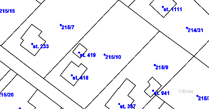 Parcela st. 215/10 v KÚ Podhůří-Harta, Katastrální mapa