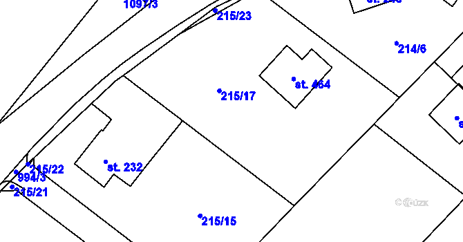 Parcela st. 215/14 v KÚ Podhůří-Harta, Katastrální mapa