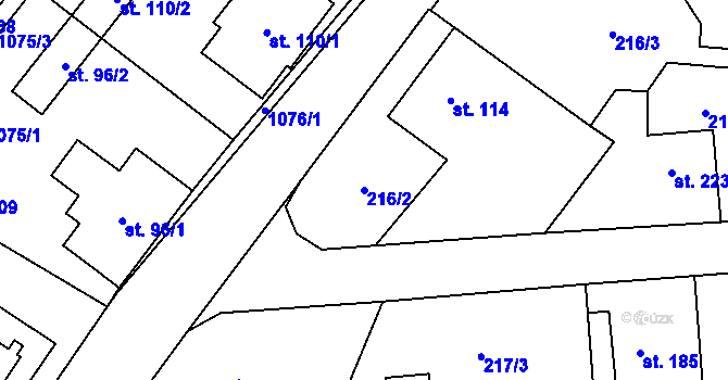 Parcela st. 216/2 v KÚ Podhůří-Harta, Katastrální mapa