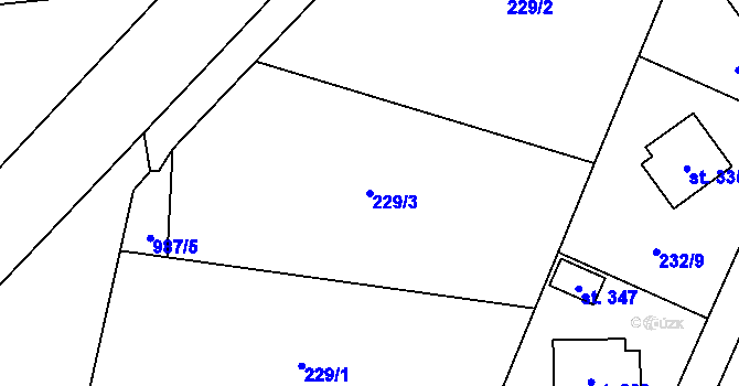 Parcela st. 229/3 v KÚ Podhůří-Harta, Katastrální mapa
