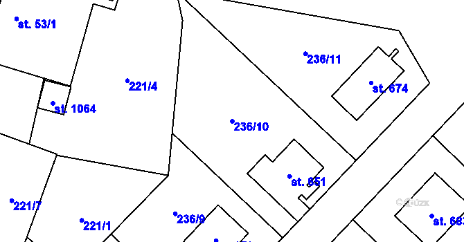 Parcela st. 236/10 v KÚ Podhůří-Harta, Katastrální mapa