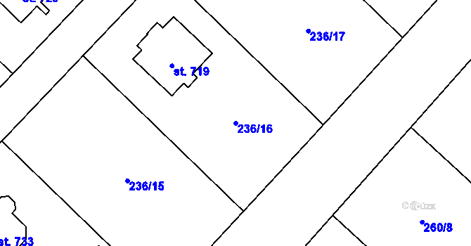 Parcela st. 236/16 v KÚ Podhůří-Harta, Katastrální mapa