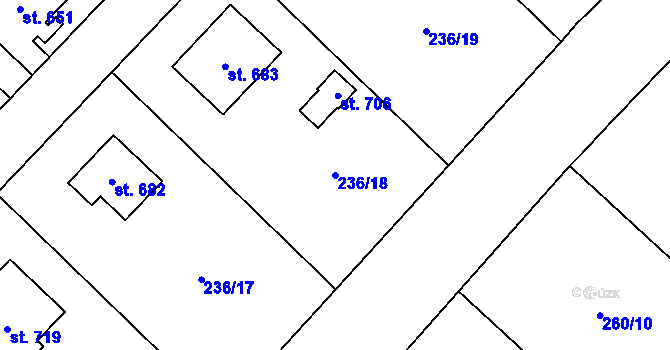 Parcela st. 236/18 v KÚ Podhůří-Harta, Katastrální mapa