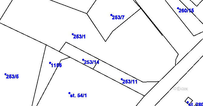 Parcela st. 253/13 v KÚ Podhůří-Harta, Katastrální mapa