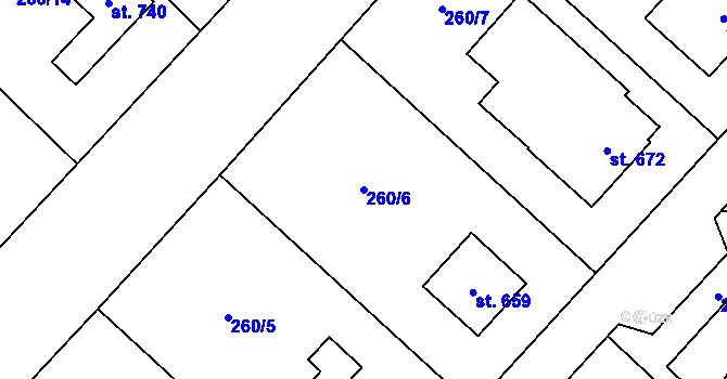 Parcela st. 260/6 v KÚ Podhůří-Harta, Katastrální mapa