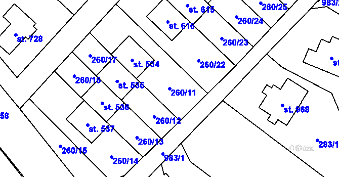 Parcela st. 260/11 v KÚ Podhůří-Harta, Katastrální mapa