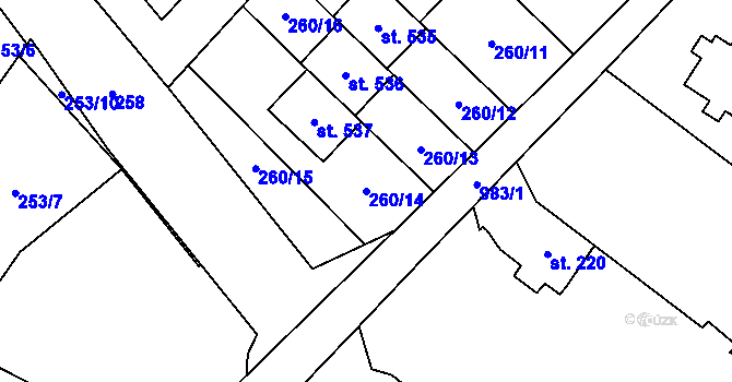 Parcela st. 260/14 v KÚ Podhůří-Harta, Katastrální mapa