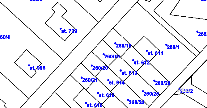Parcela st. 260/19 v KÚ Podhůří-Harta, Katastrální mapa