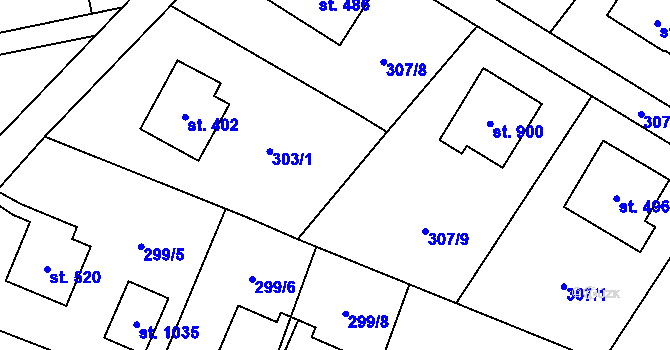 Parcela st. 307/14 v KÚ Podhůří-Harta, Katastrální mapa