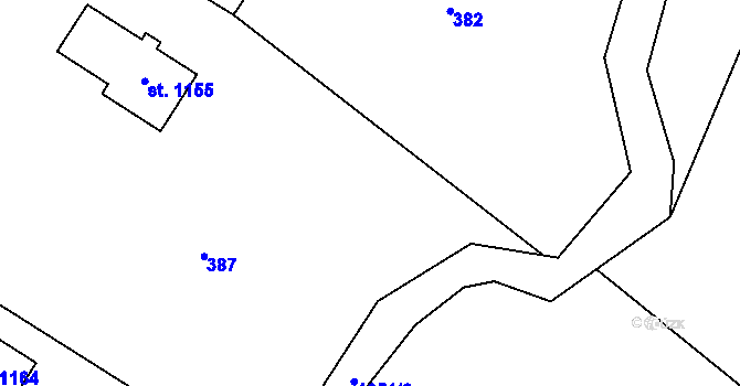 Parcela st. 386/4 v KÚ Podhůří-Harta, Katastrální mapa