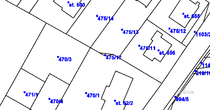 Parcela st. 475/17 v KÚ Podhůří-Harta, Katastrální mapa