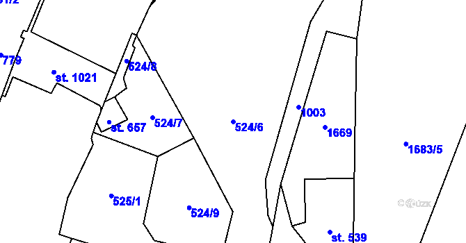 Parcela st. 524/6 v KÚ Podhůří-Harta, Katastrální mapa