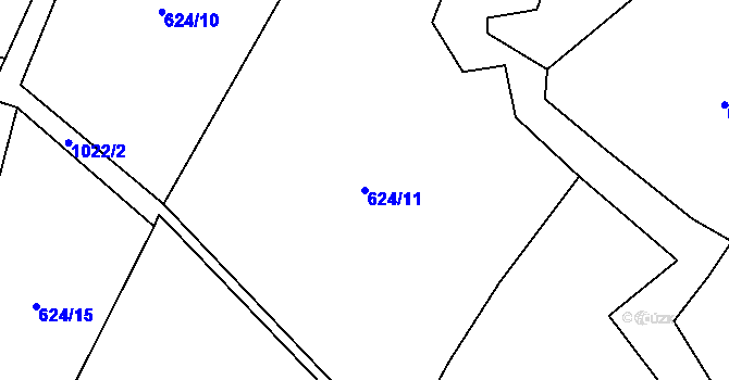 Parcela st. 624/11 v KÚ Podhůří-Harta, Katastrální mapa