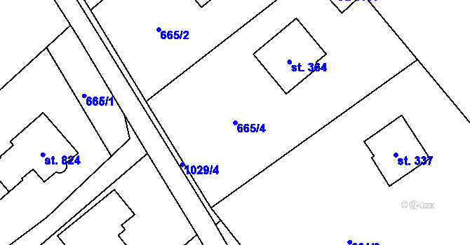Parcela st. 665/4 v KÚ Podhůří-Harta, Katastrální mapa