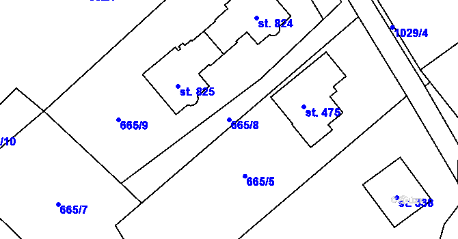 Parcela st. 665/8 v KÚ Podhůří-Harta, Katastrální mapa