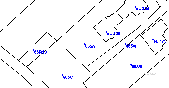Parcela st. 665/9 v KÚ Podhůří-Harta, Katastrální mapa