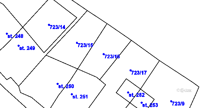 Parcela st. 723/16 v KÚ Podhůří-Harta, Katastrální mapa