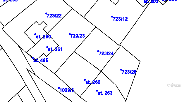 Parcela st. 723/24 v KÚ Podhůří-Harta, Katastrální mapa