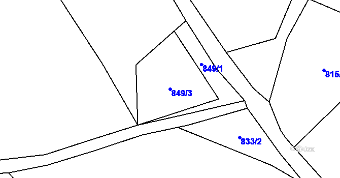 Parcela st. 849/3 v KÚ Podhůří-Harta, Katastrální mapa