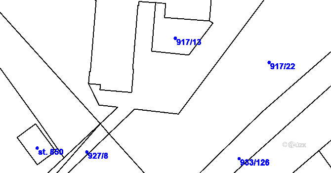Parcela st. 917/12 v KÚ Podhůří-Harta, Katastrální mapa