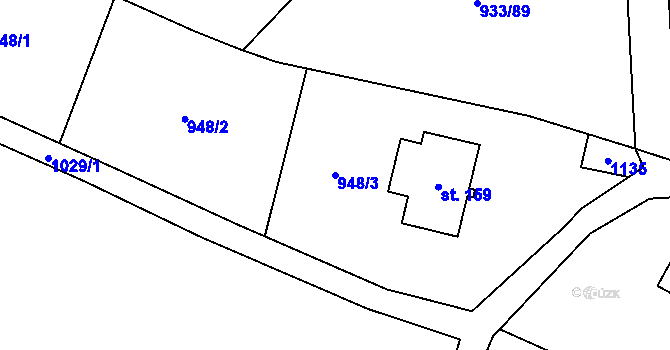 Parcela st. 948/3 v KÚ Podhůří-Harta, Katastrální mapa