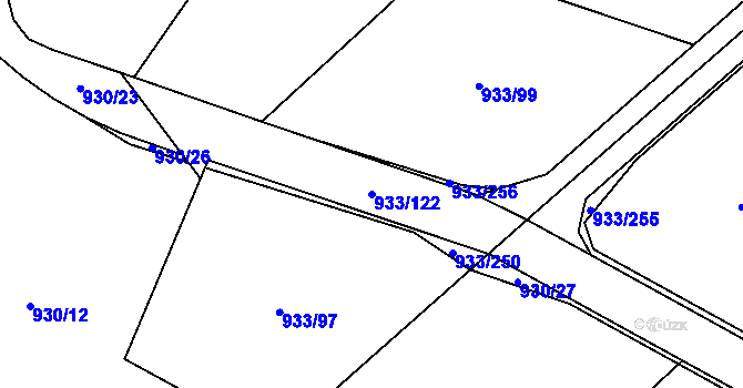 Parcela st. 933/122 v KÚ Podhůří-Harta, Katastrální mapa
