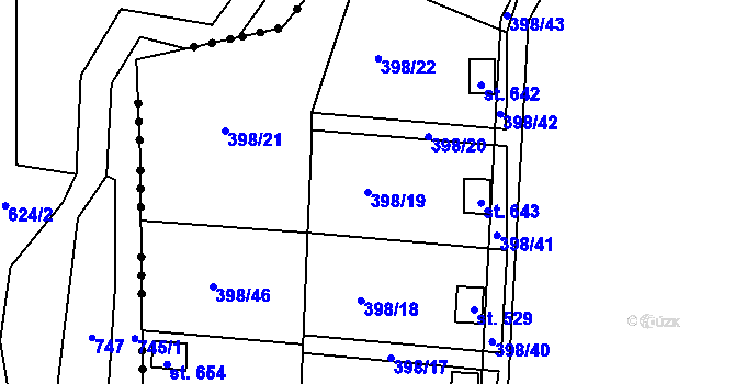 Parcela st. 398/19 v KÚ Podhůří-Harta, Katastrální mapa