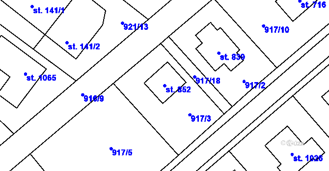 Parcela st. 852 v KÚ Podhůří-Harta, Katastrální mapa