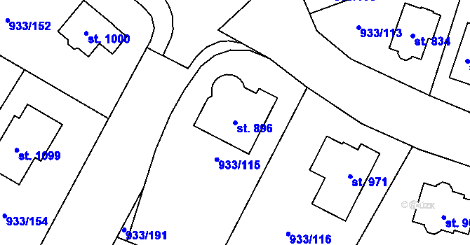 Parcela st. 896 v KÚ Podhůří-Harta, Katastrální mapa
