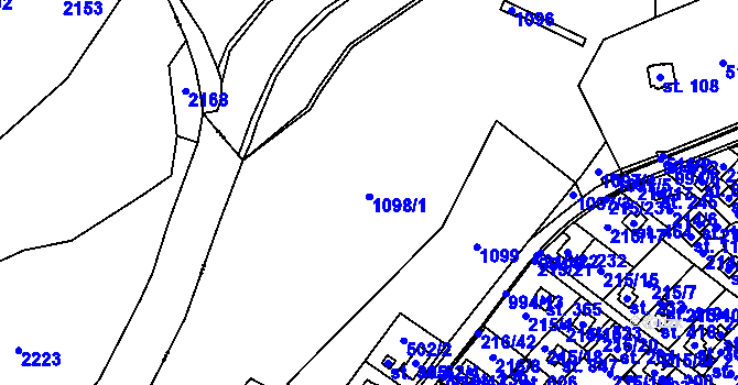 Parcela st. 1098 v KÚ Podhůří-Harta, Katastrální mapa