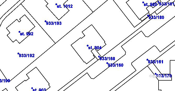 Parcela st. 904 v KÚ Podhůří-Harta, Katastrální mapa