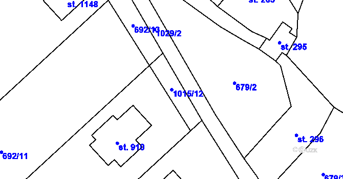 Parcela st. 1015/12 v KÚ Podhůří-Harta, Katastrální mapa