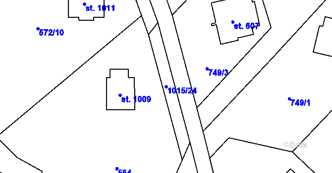 Parcela st. 1015/24 v KÚ Podhůří-Harta, Katastrální mapa
