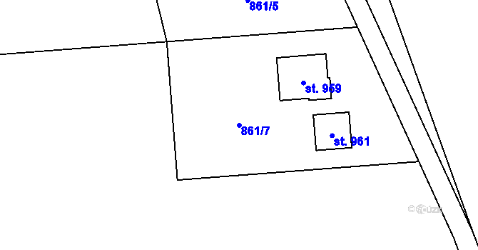 Parcela st. 861/7 v KÚ Podhůří-Harta, Katastrální mapa