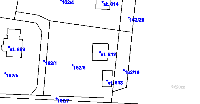 Parcela st. 812 v KÚ Podhůří-Harta, Katastrální mapa