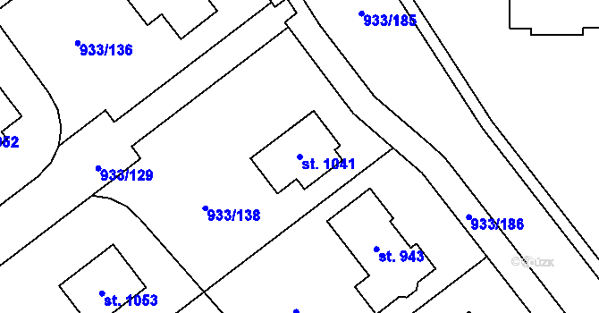 Parcela st. 1041 v KÚ Podhůří-Harta, Katastrální mapa