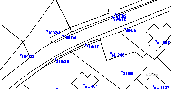 Parcela st. 214/17 v KÚ Podhůří-Harta, Katastrální mapa