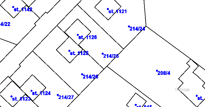 Parcela st. 214/25 v KÚ Podhůří-Harta, Katastrální mapa