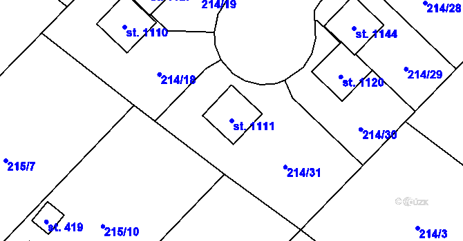 Parcela st. 1111 v KÚ Podhůří-Harta, Katastrální mapa
