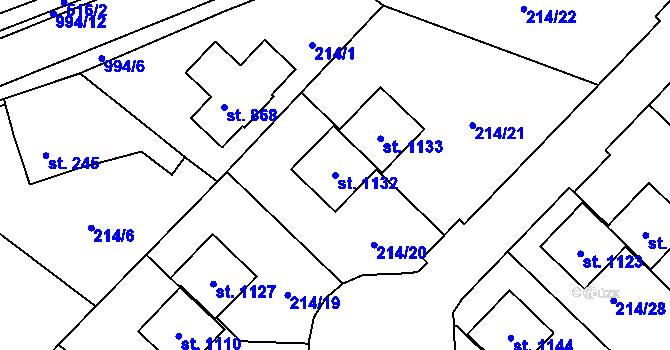 Parcela st. 1132 v KÚ Podhůří-Harta, Katastrální mapa