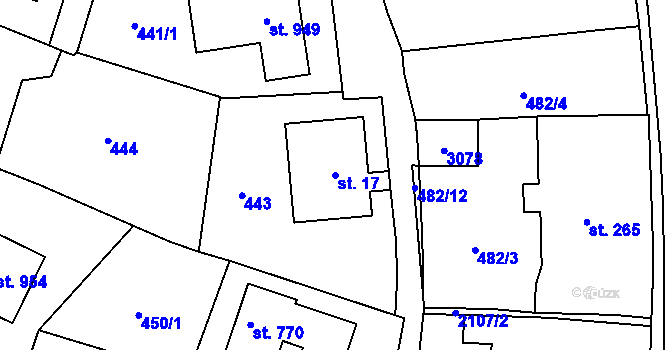 Parcela st. 17 v KÚ Hořejší Vrchlabí, Katastrální mapa